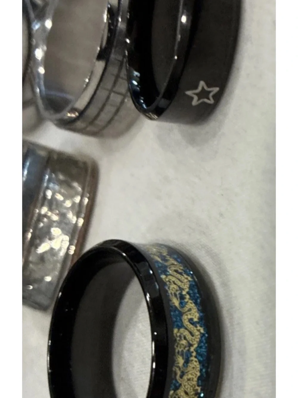 Mixed Metal Ring Lot - Black, Silver, Gold